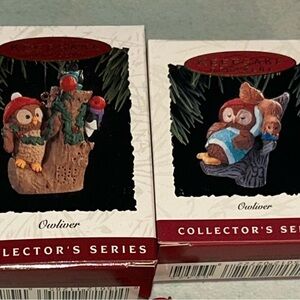 Hallmark Owliver Collector's Series Ornaments - Brown and Red